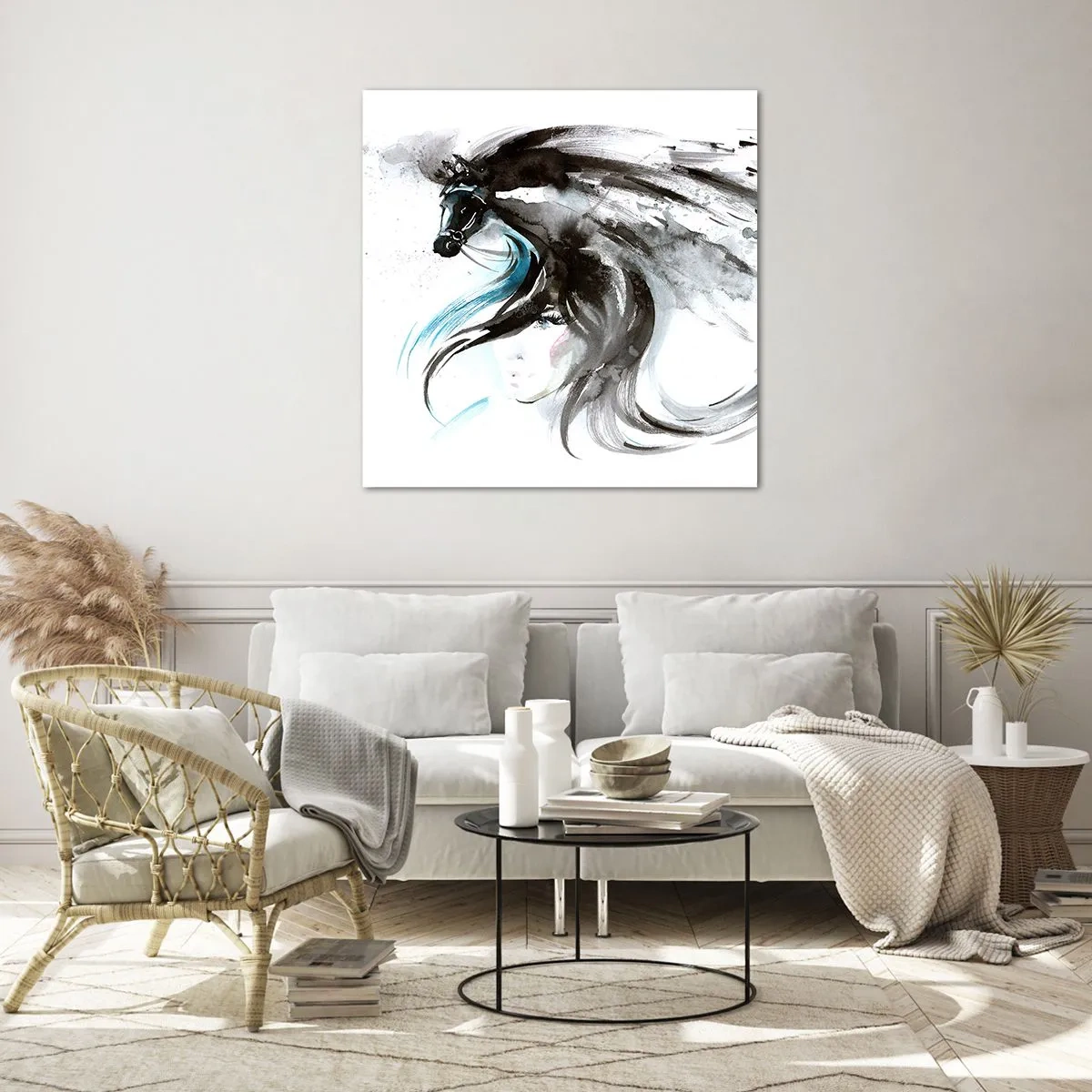 Quadro su vetro - Il galoppo del Principe Nero - 40x40 cm