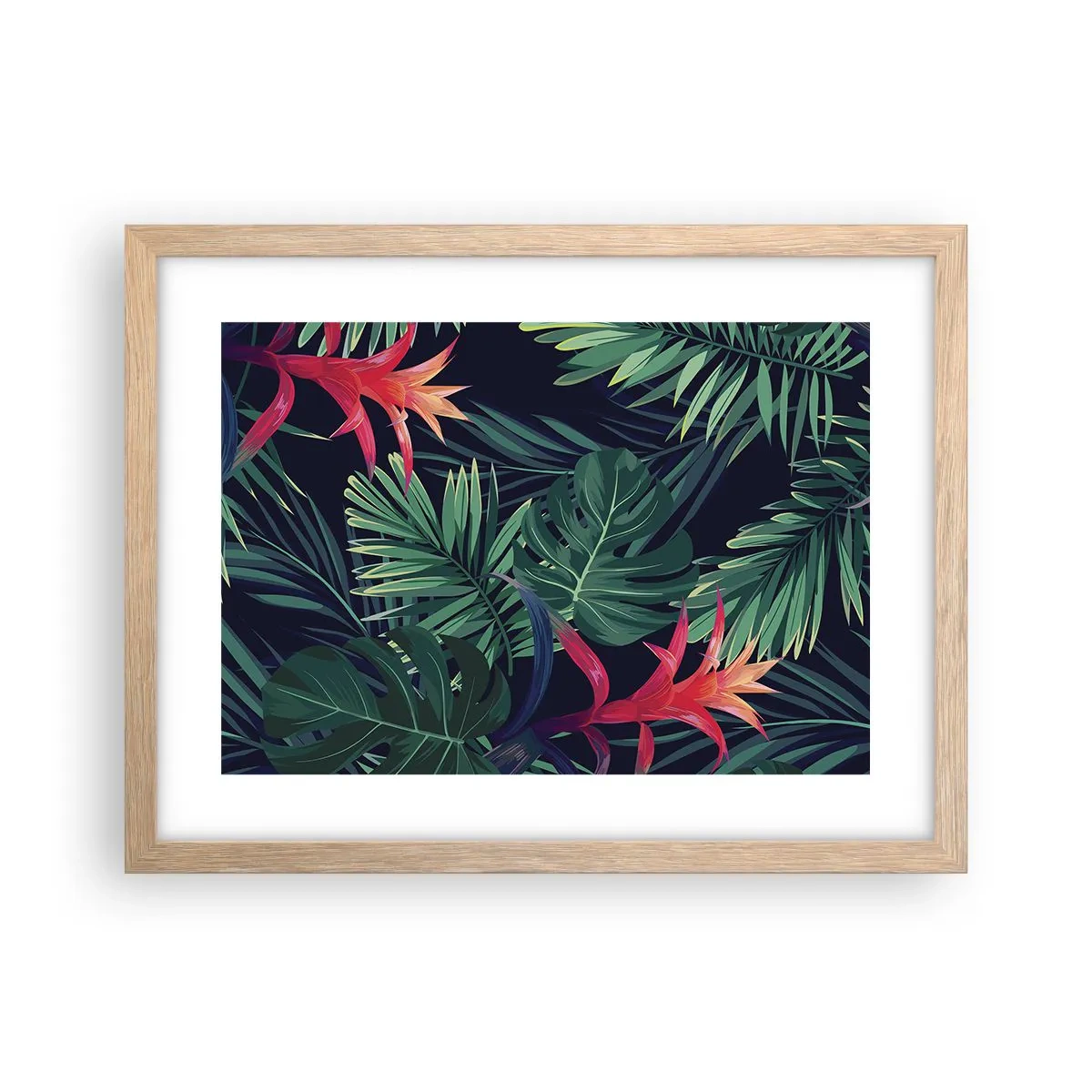 Poster in cornice rovere chiaro - Fiammante nel verde - 40x30 cm