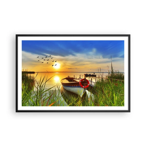 Poster in cornice nera - I cormorano volano già via - 91x61 cm