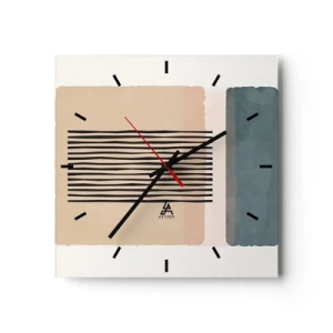 Orologio da parete - Orologio in Vetro - Forme geometriche minimaliste nelle tonalità del beige e del verde - 30x30cm - Tutto a posto - Decorazione murale moderna per soggiorno e camera da letto ARTTOR