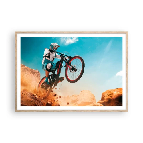 Poster in cornice rovere chiaro - Il demone della follia ciclistica - 100x70 cm
