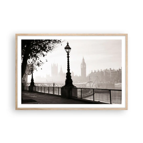 Poster in cornice rovere chiaro - Un mattino a Londra - 91x61 cm