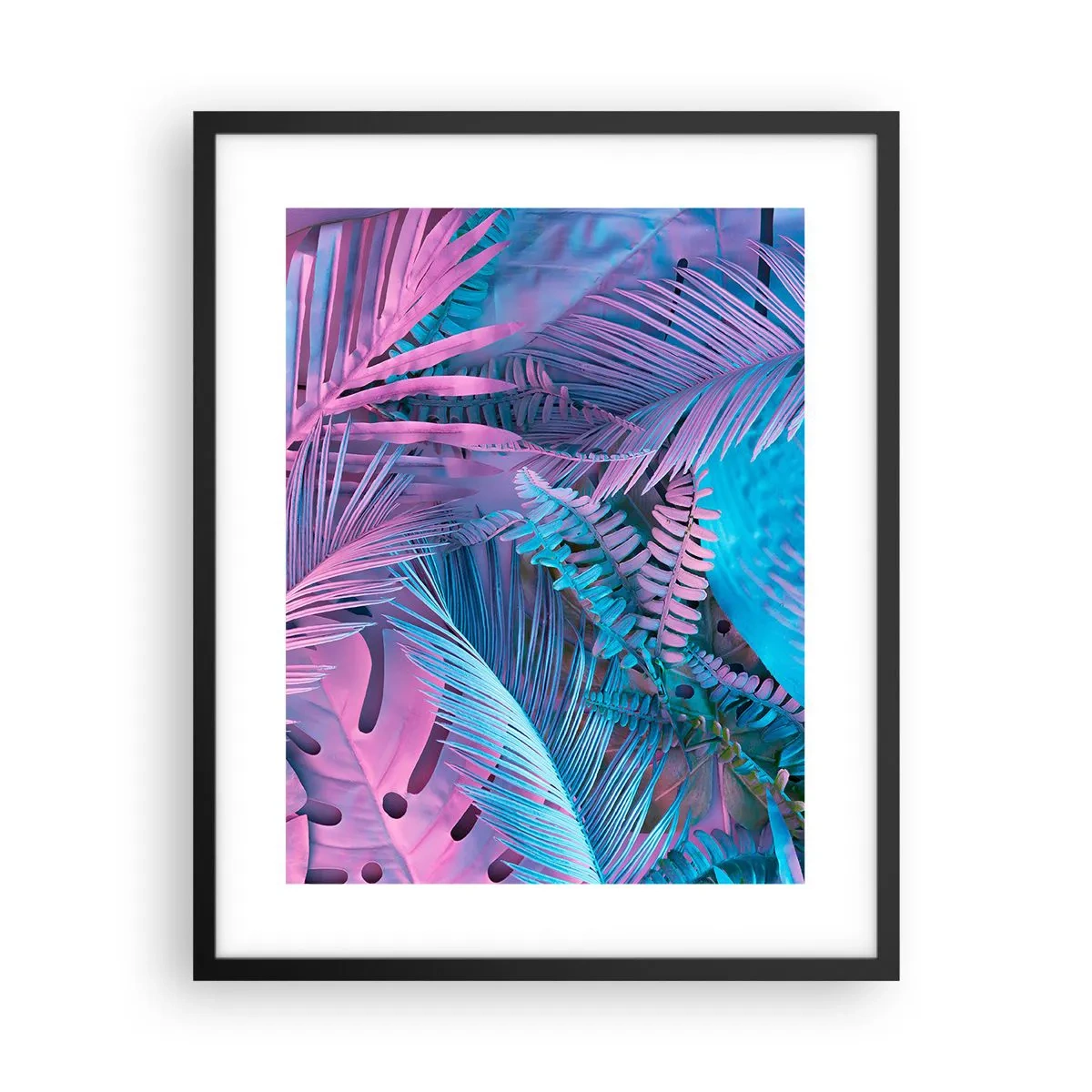 Poster in cornice nera - Tropici in rosa e blu - 40x50 cm