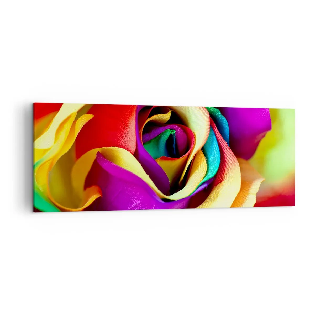 Quadro su tela - Stampe su Tela - Una rosa colorata nelle sfumature dell'arcobaleno - 140x50cm - È impossibile - Decorazione murale moderna per soggiorno e camera da letto ARTTOR