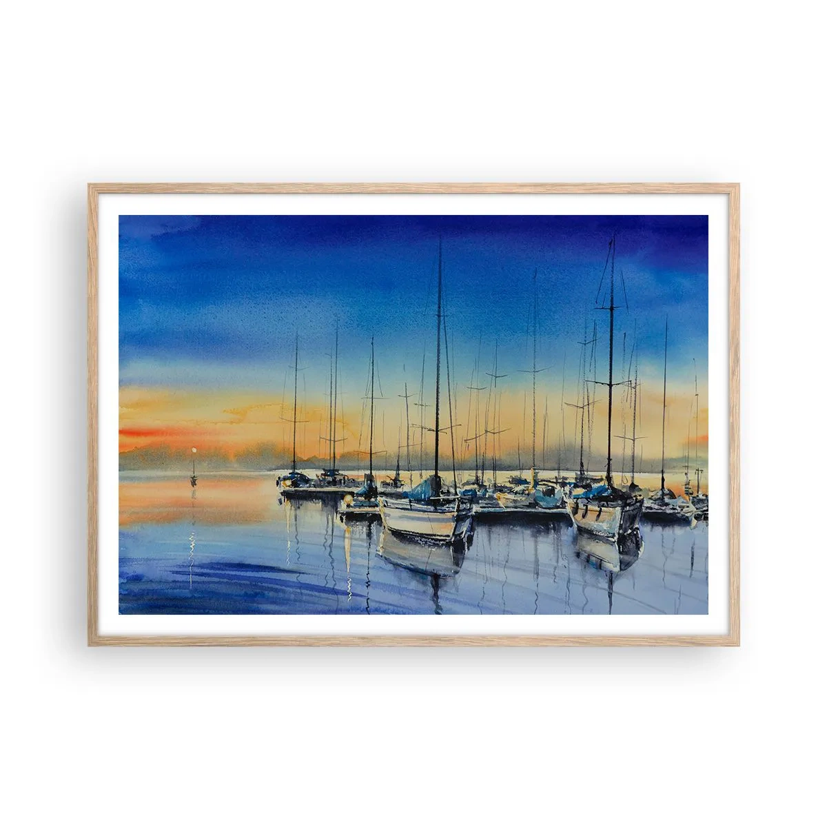 Poster in cornice rovere chiaro - La fine di una buona giornata - 100x70 cm