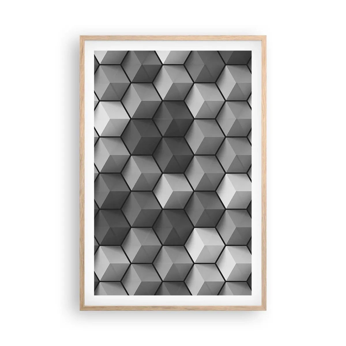 Poster in cornice rovere chiaro - Puzzle cubista - 61x91 cm