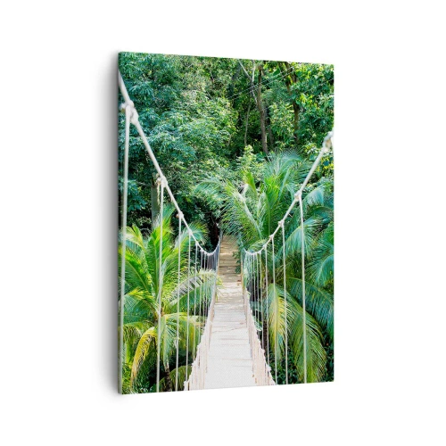 Quadro su tela - Stampe su Tela - Un ponte sospeso in una giungla tropicale piena di verde - 50x70cm - Welcome to the jungle! - Decorazione murale moderna per soggiorno e camera da letto ARTTOR