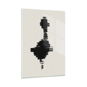 Quadro su vetro - Un motivo minimalista di tratti neri su uno sfondo chiaro - 50x70cm - Le vibrazioni della fantasia - Decorazione murale moderna per soggiorno e camera da letto ARTTOR