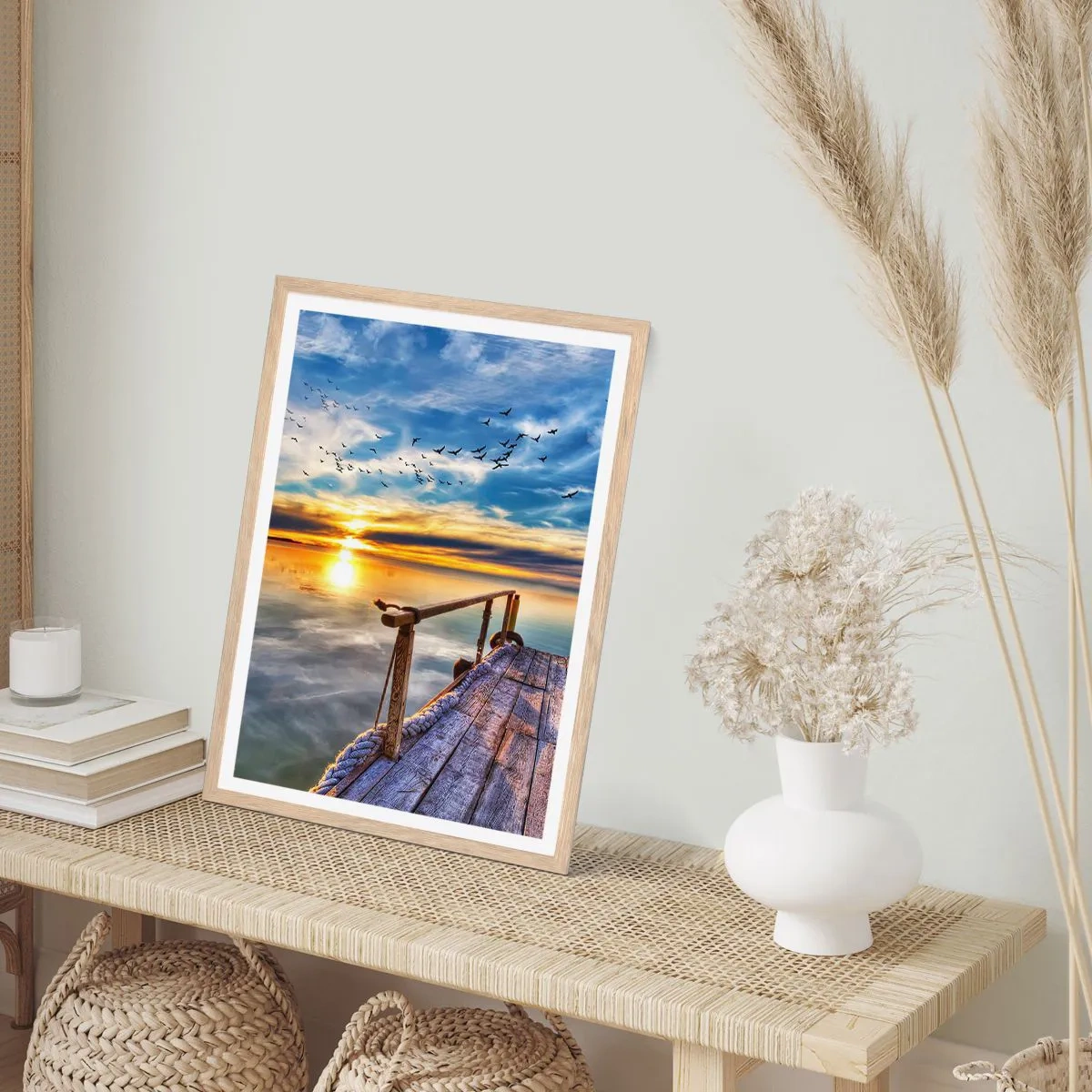 Poster in cornice rovere chiaro - Il vento è andato a dormire - 70x100 cm