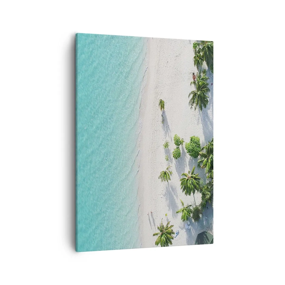 Quadro su tela - Stampe su Tela - Una vista a volo d'uccello di una spiaggia tropicale con acqua turchese e palme - 50x70cm - Vacanze in paradiso - Decorazione murale moderna per soggiorno e camera da letto ARTTOR