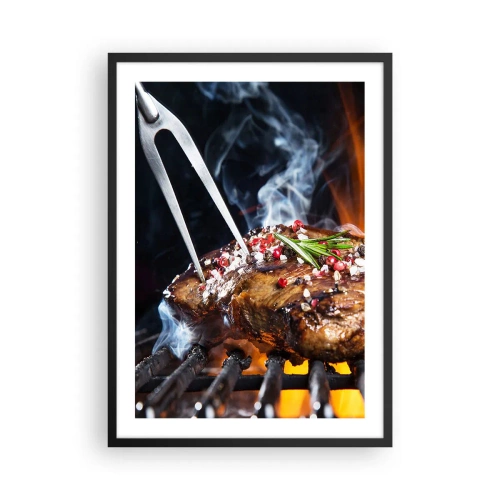 Poster in cornice nera - Bistecca alla griglia con spezie - 50x70cm - Succosa e profumata - Decorazione murale moderna per soggiorno e camera da letto ARTTOR