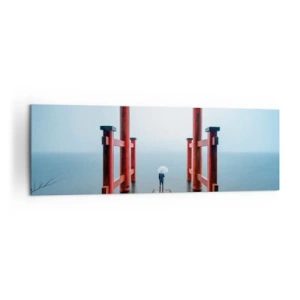 Quadro su tela - Stampe su Tela - Un cancello torii che si affaccia su un tranquillo lago in Giappone - 160x50cm - Meditazione giapponese - Decorazione murale moderna per soggiorno e camera da letto ARTTOR