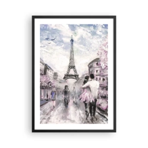 Poster in cornice nera - Una scena romantica a Parigi con la Torre Eiffel sullo sfondo - 50x70cm - Se innamorarsi, allora solo a... - Decorazione murale moderna per soggiorno e camera da letto ARTTOR