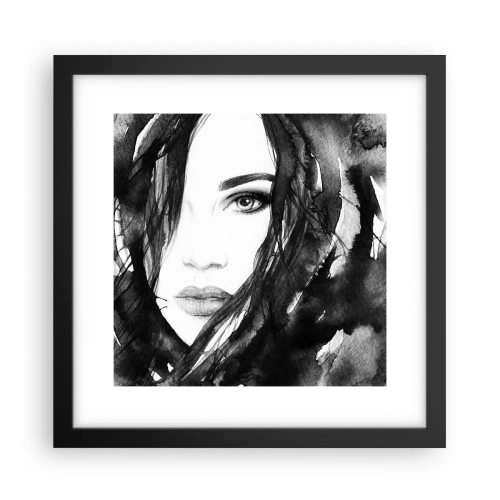 Poster in cornice nera - Ritratto di donna in bianco e nero - 30x30 cm