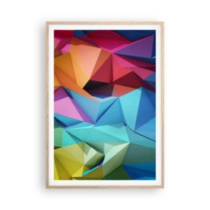 Poster in cornice rovere chiaro - Origami arcobaleno - 70x100 cm