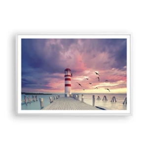 Poster in cornice bianca - Tempo di tornare in porto - 100x70 cm