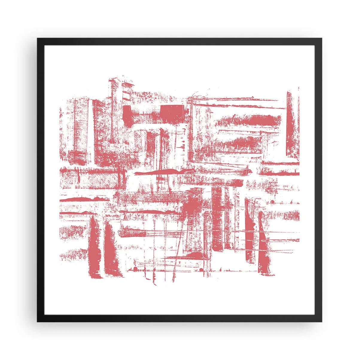 Poster in cornice nera - Città rossa - 60x60 cm
