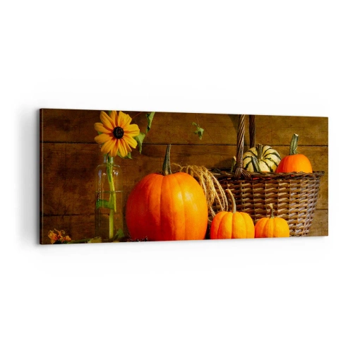 Quadro su tela - Stampe su Tela - Composizione rustica: i doni dell'autunno - 100x40 cm