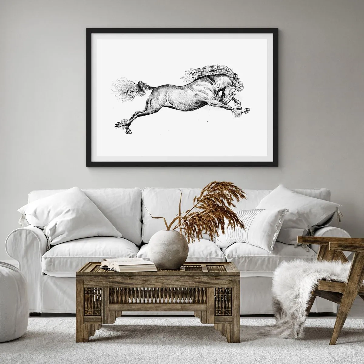Poster in cornice nera - Fermo al galoppo - 91x61 cm
