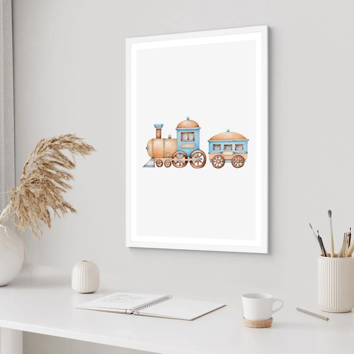 Poster in cornice bianca - Fermo alla stazione... - 40x50 cm
