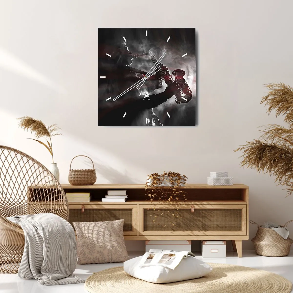 Orologio da parete - Orologio in Vetro - Nei fumi del jazz - 40x40 cm