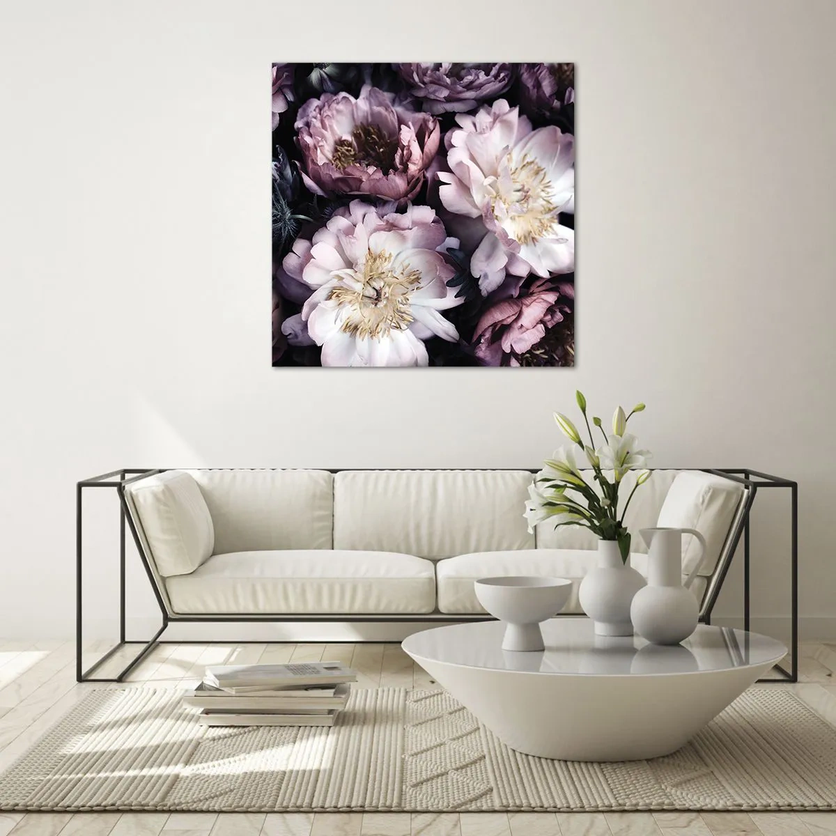 Quadro su vetro - Bouquet nel vecchio stile - 30x30 cm