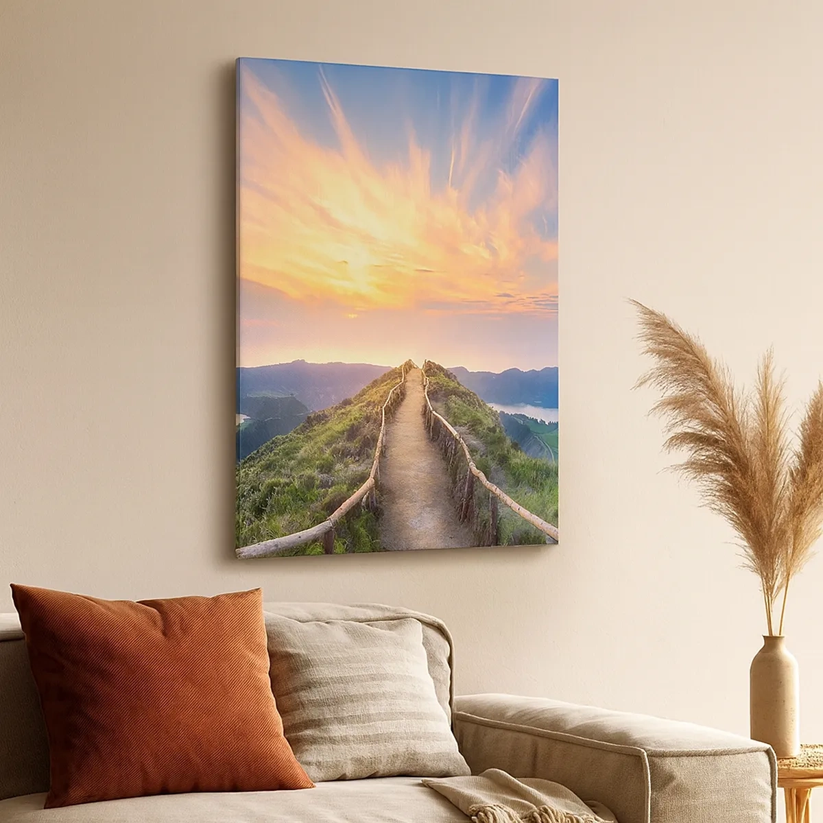 Quadro su tela - Stampe su Tela - Un pittoresco sentiero su una collina con vista sul tramonto - 50x70cm - Vicino al cielo - Decorazione murale moderna per soggiorno e camera da letto ARTTOR