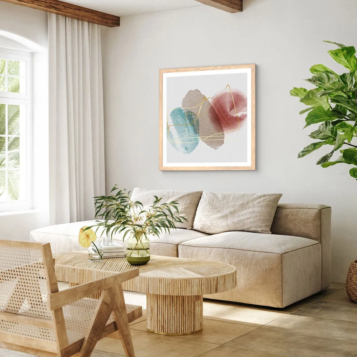 Poster in cornice rovere chiaro - Coralli dello spazio - 50x50 cm