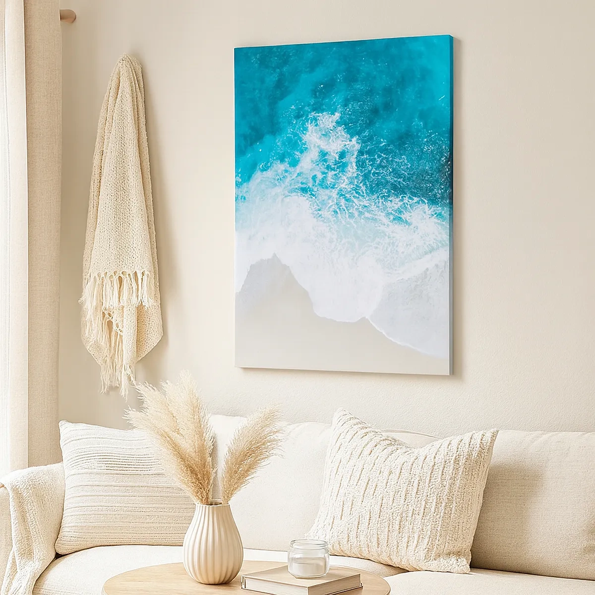 Quadro su tela - Stampe su Tela - Onde turchesi dell'oceano sulla sabbia chiara - 50x70cm - Morbidezza naturale - Decorazione murale moderna per soggiorno e camera da letto ARTTOR