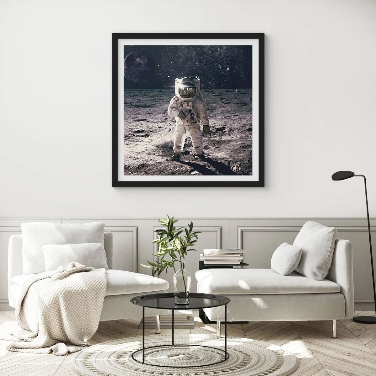 Poster in cornice nera - Saluti dalla luna - 30x30 cm