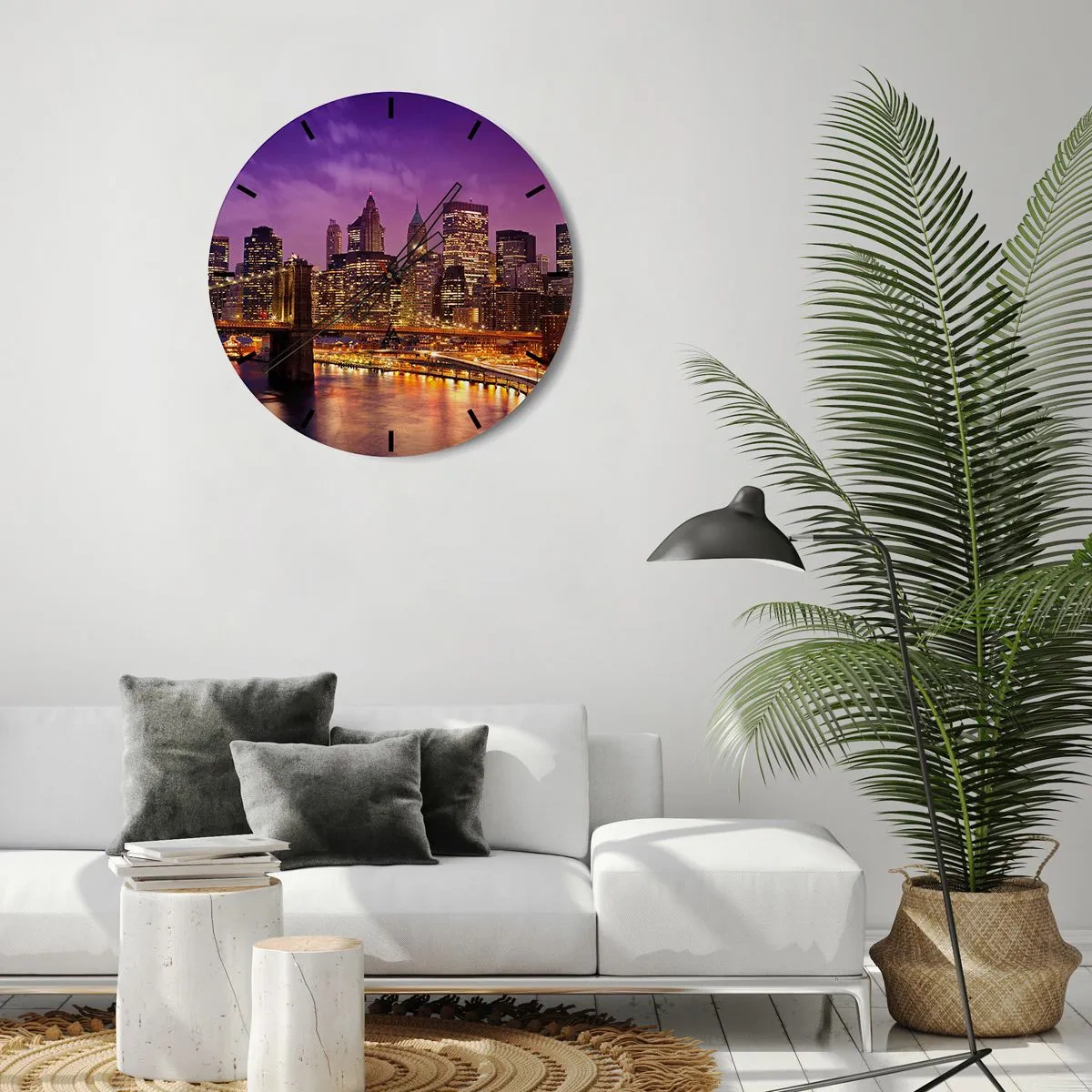 Orologio da parete - Orologio in Vetro - Manhattan in viola e oro - 30x30 cm