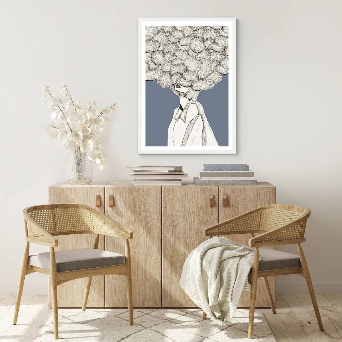 Poster in cornice bianca - Con la testa tra le nuvole - 50x70 cm