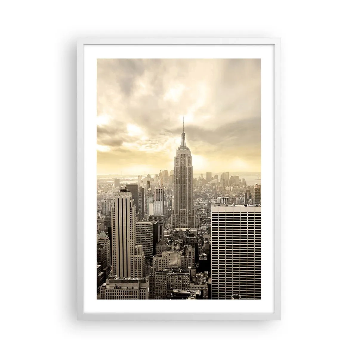 Poster in cornice bianca - New York in grigio - 50x70 cm