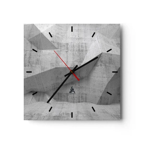 Orologio da parete - Orologio in Vetro - Forme geometriche in cemento grigio - 30x30cm - Una vera sfida - Decorazione murale moderna per soggiorno e camera da letto ARTTOR