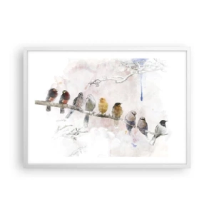 Poster in cornice bianca - Incontro alato - 70x50 cm