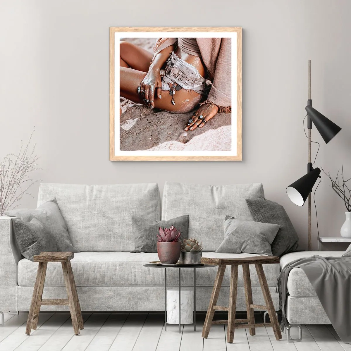 Poster in cornice rovere chiaro - Gettata dalle onde? - 40x40 cm