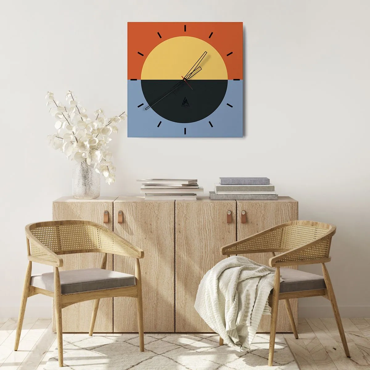 Orologio da parete - Orologio in Vetro - Composizione di caldo e freddo - 40x40 cm