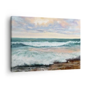 Quadro su tela - Stampe su Tela - Onde del mare contro un cielo nuvoloso al tramonto - 70x50cm - Dove l'anima si calma - Decorazione murale moderna per soggiorno e camera da letto ARTTOR