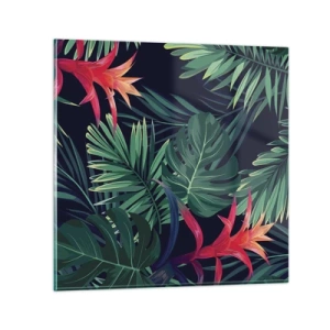 Quadro su vetro - Fiammante nel verde - 70x70 cm