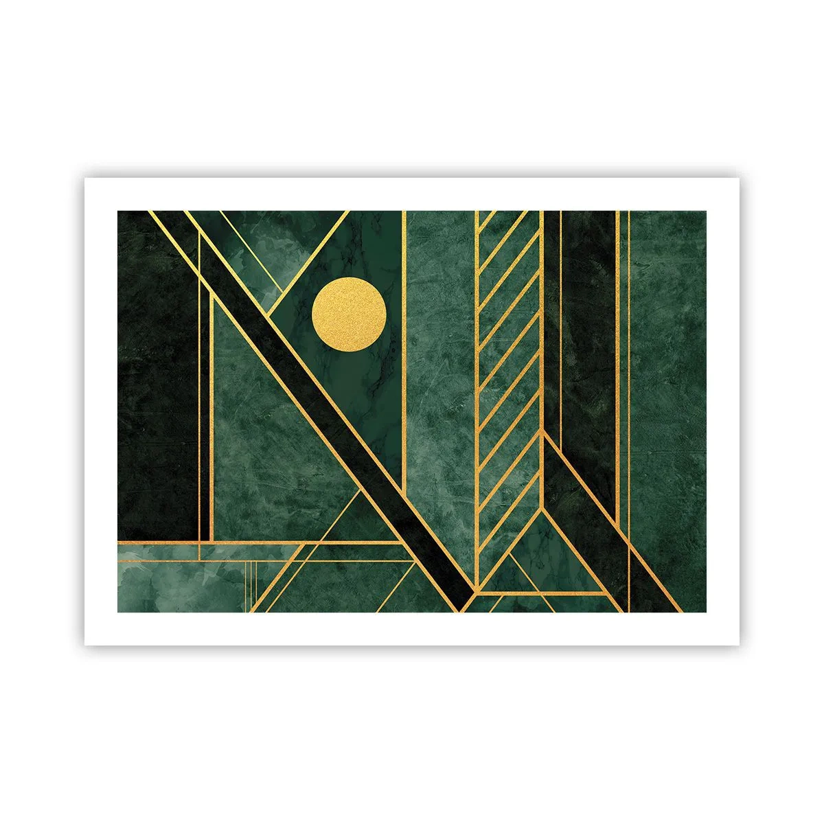 Poster - Dinamica di oro e azzurro - 70x50 cm