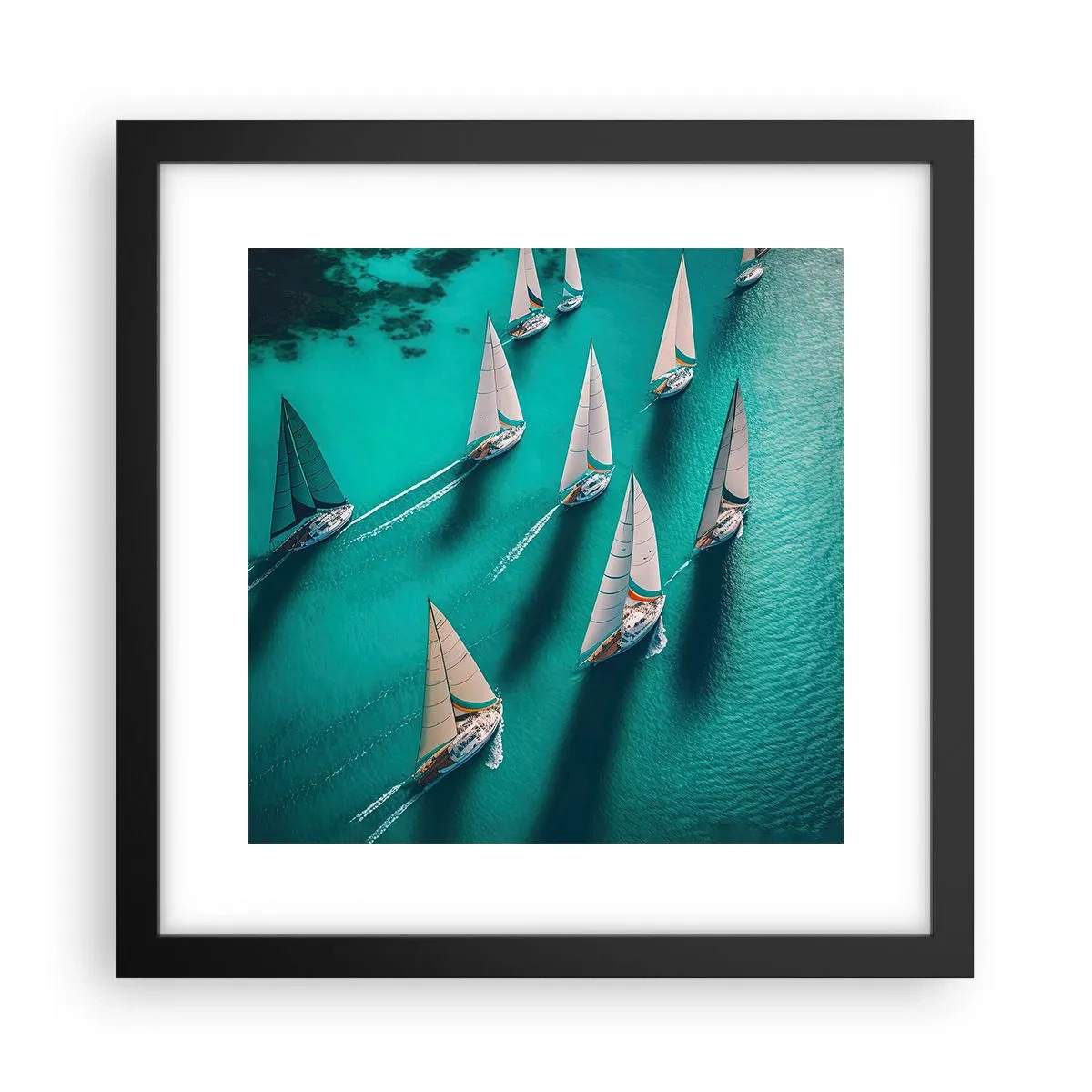 Poster in cornice nera - In gara con il vento - 30x30 cm