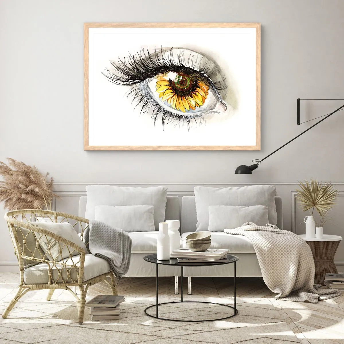 Poster in cornice rovere chiaro - Uno sguardo caldo come l'estate - 70x50 cm
