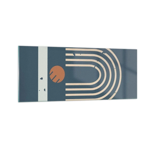 Quadro su vetro - Geometria in blu - 100x40 cm