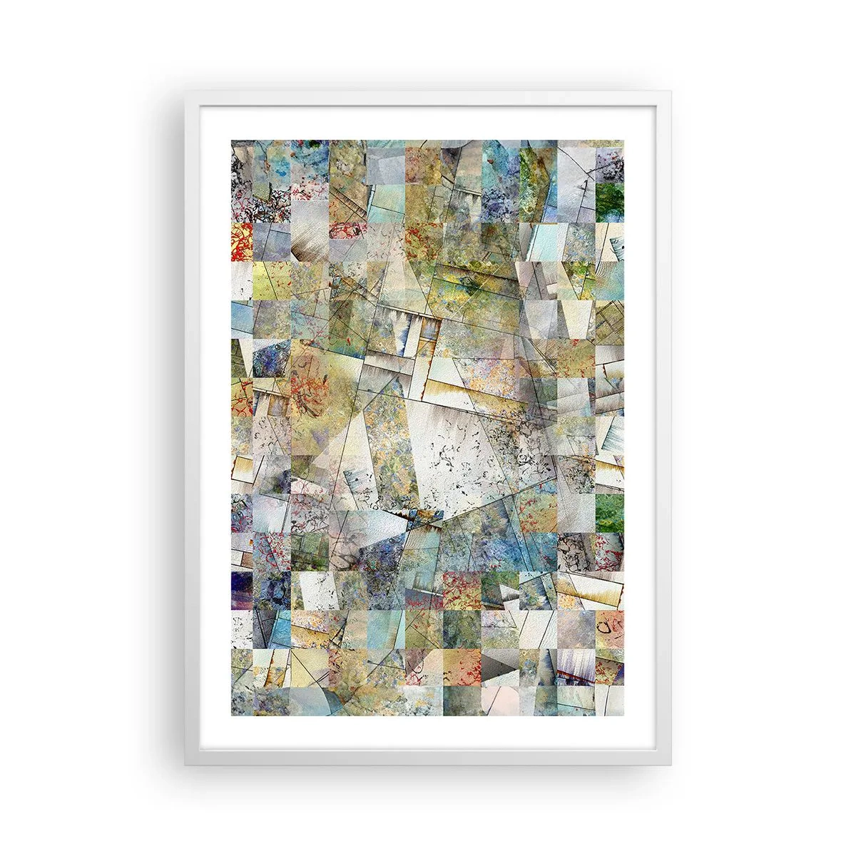 Poster in cornice bianca - Rimpasto geometrico - 50x70 cm