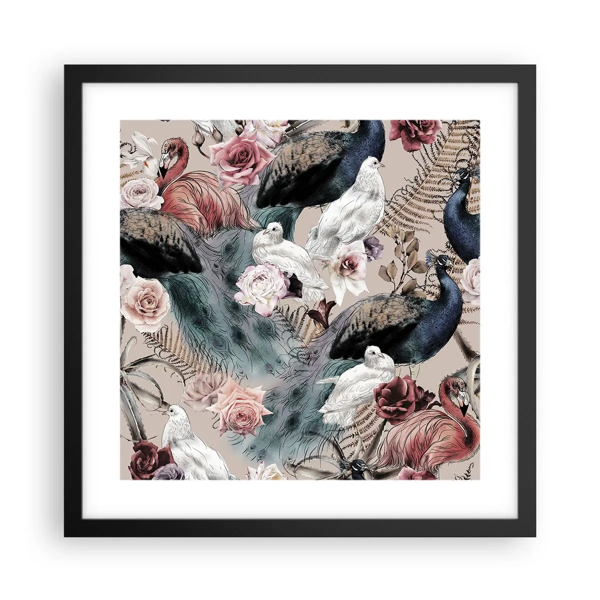 Poster in cornice nera - Nel giardino del palazzo - 40x40 cm