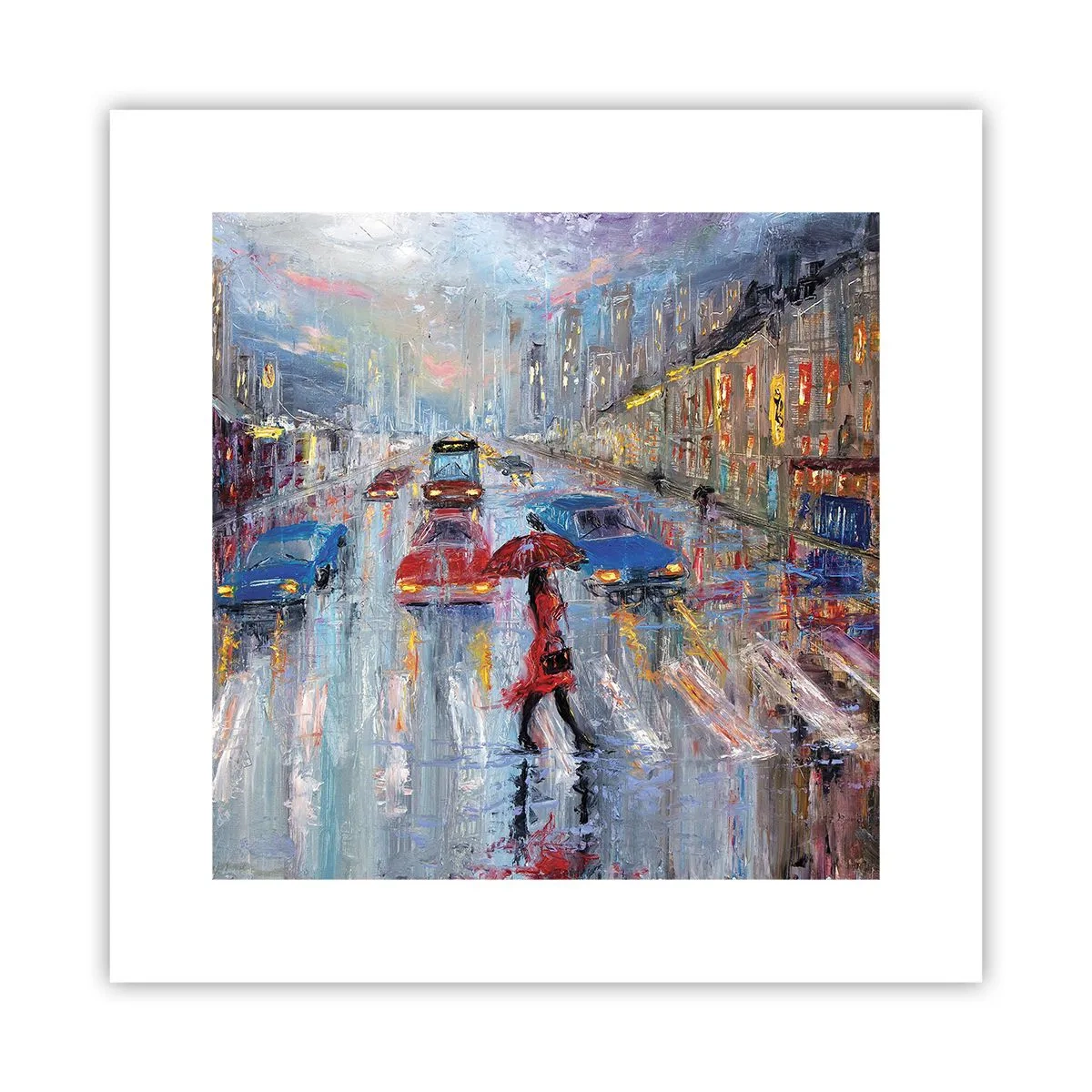 Poster - Pomeriggio di pioggia in città - 30x30 cm