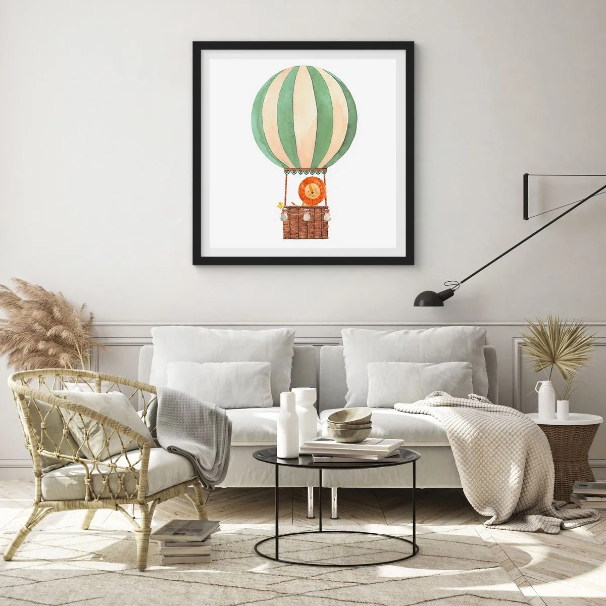 Poster in cornice nera - I viaggi del leone - 50x50 cm