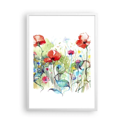 Poster in cornice bianca - Il prato fiorito a maggio - 50x70 cm