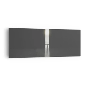 Quadro su tela - Stampe su Tela - Un uomo in piedi alla luce di una stretta fessura in uno spazio buio - 140x50cm - Un passo verso un chiaro futuro - Decorazione murale moderna per soggiorno e camera da letto ARTTOR