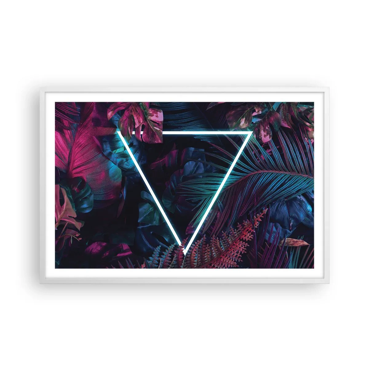 Poster in cornice bianca - Giardino in stile discoteca - 91x61 cm